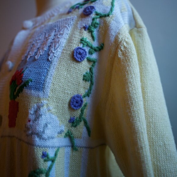 Susan Bristol Embroidered Vintage Knit 90 Cardigan M - Picture 4 of 4
